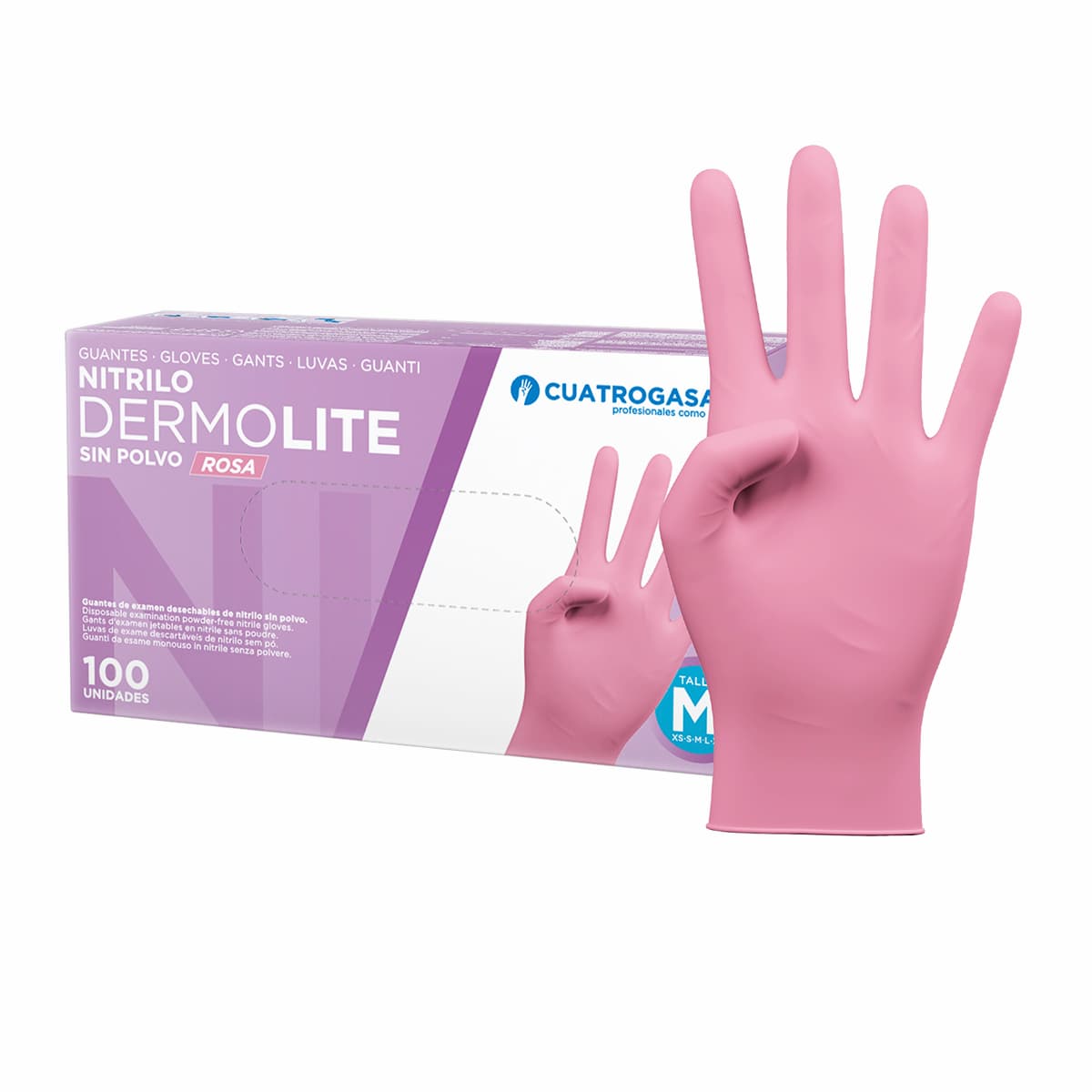 Guante nitrilo DERMOLITE Rosa Talla M